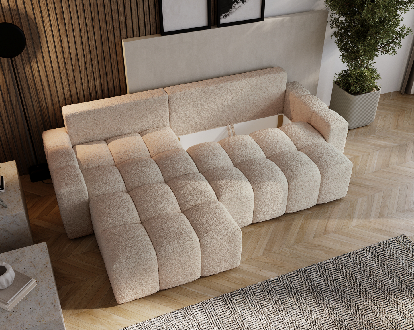 Glänta - Bäddsoffa med förvaring - Hörnsoffa